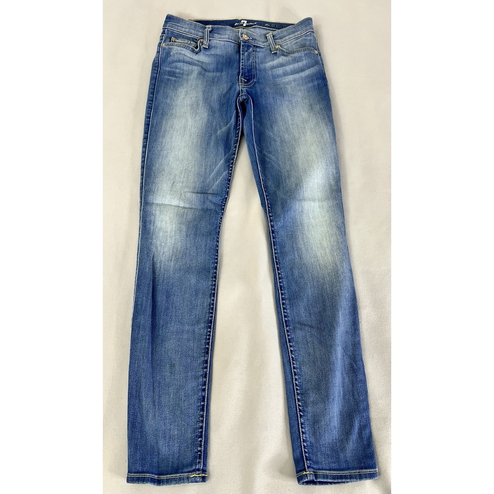 7 FOR ALL MANKIND‎ Jeans Womens Size 27 Med Wash The Skinny Low Rise USA